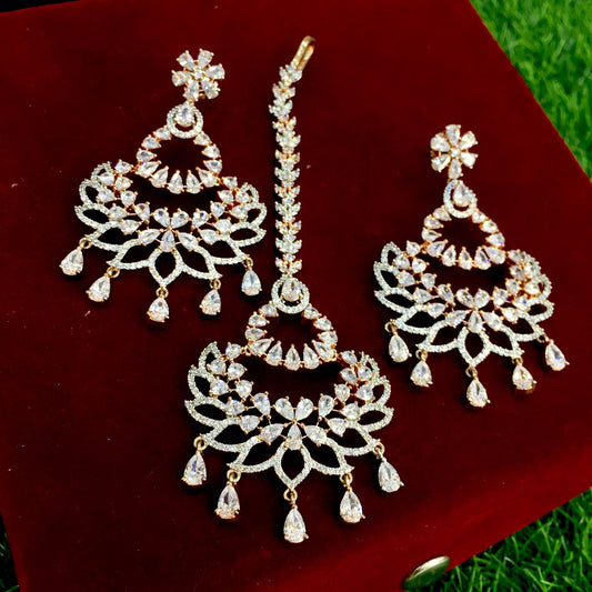 Diamond tikka earrings 67865 - Vijay & Sons