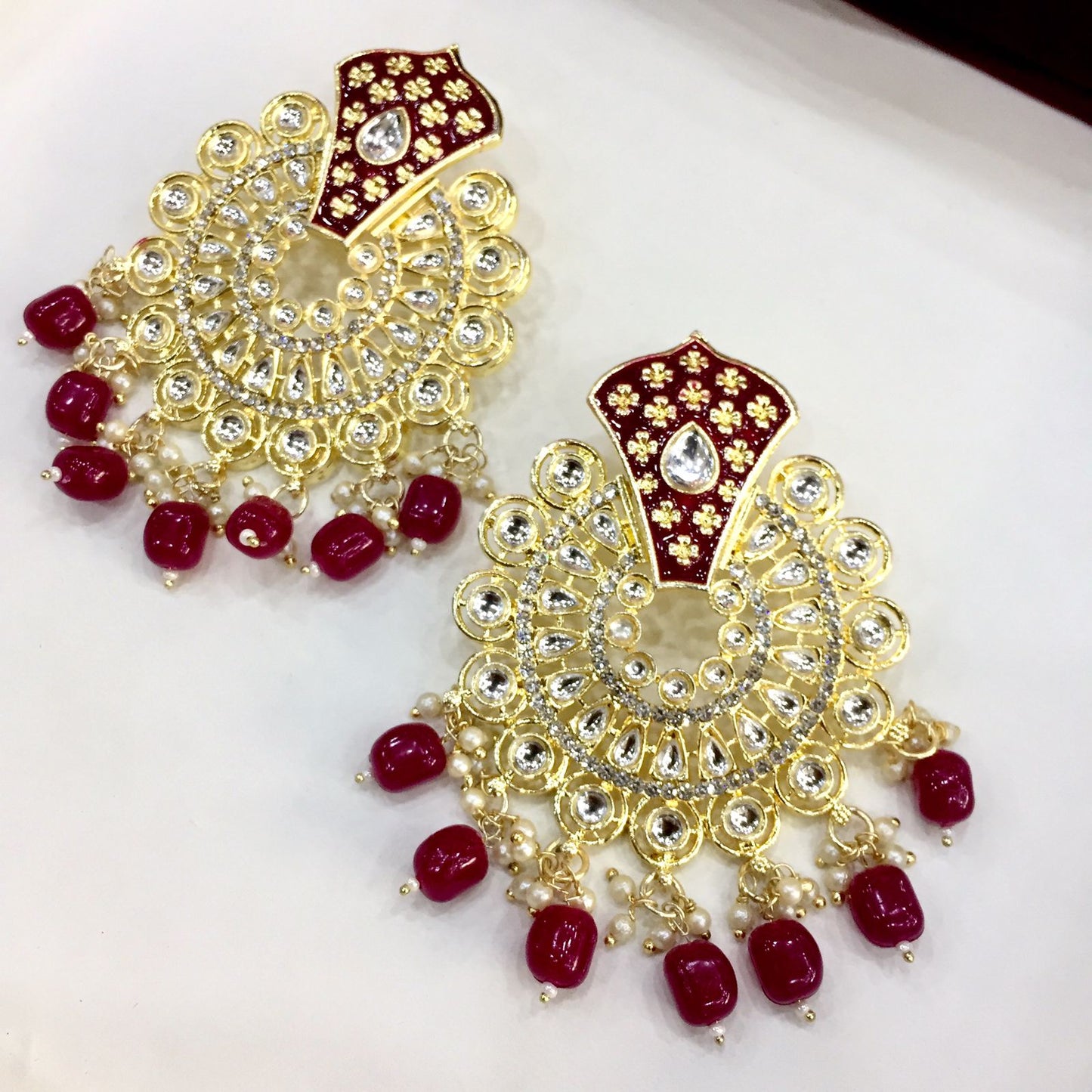 Kundan earrings 54436 - Vijay & Sons