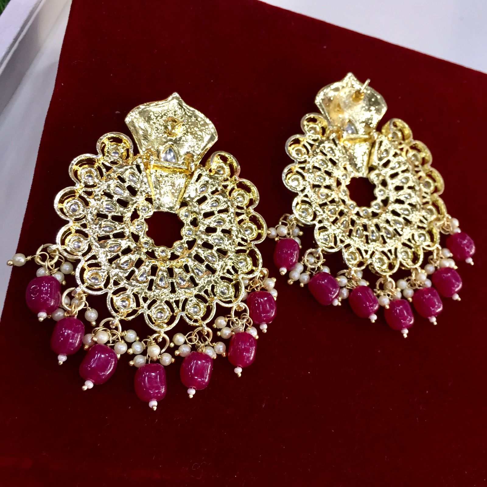 Kundan earrings 54436 - Vijay & Sons