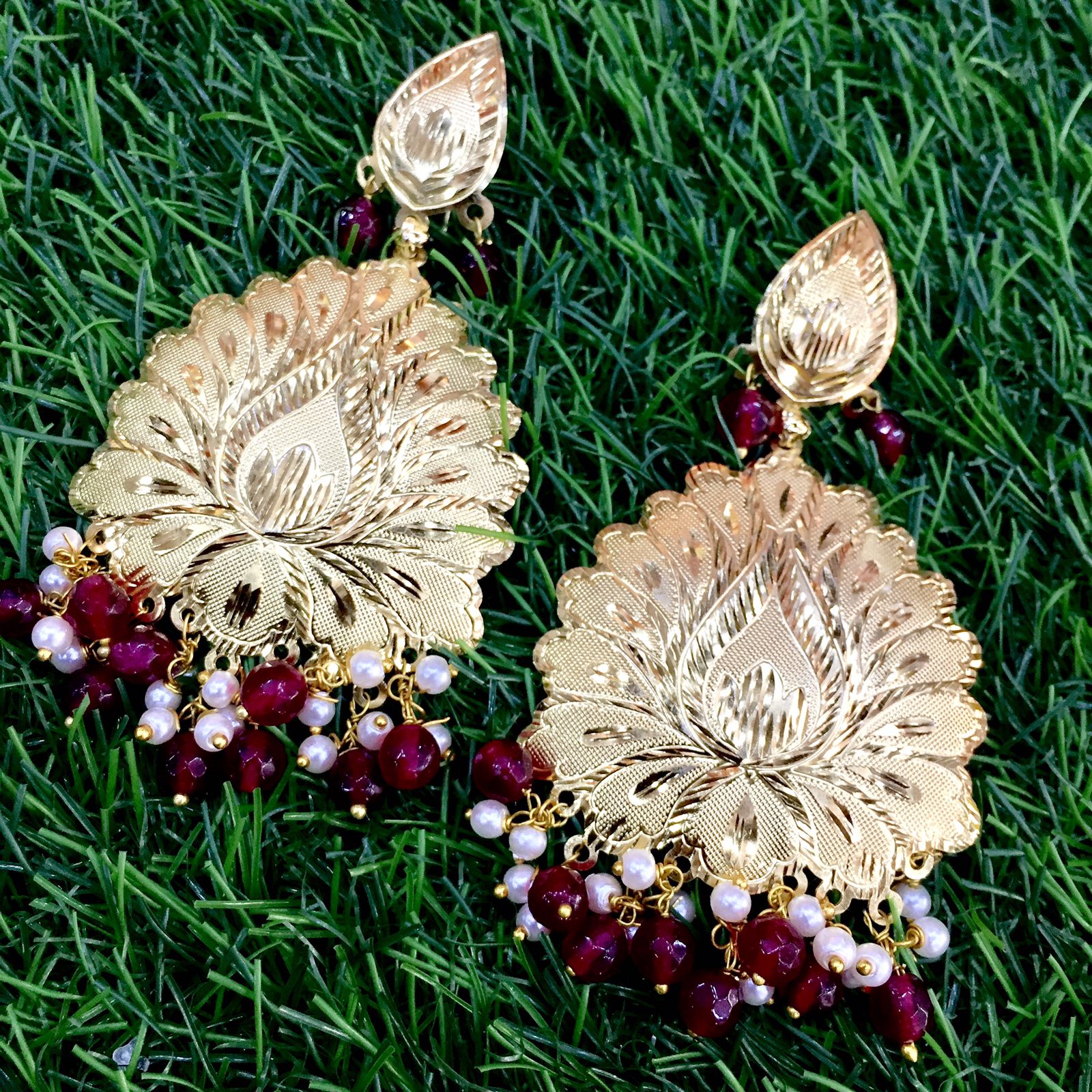 Antique gold plated earrings 44333 - Vijay & Sons