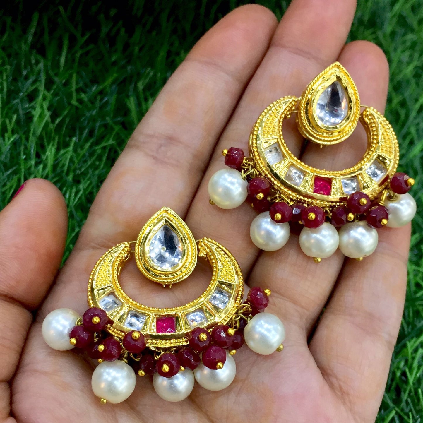 Kundan Earrings 45666 - Vijay & Sons