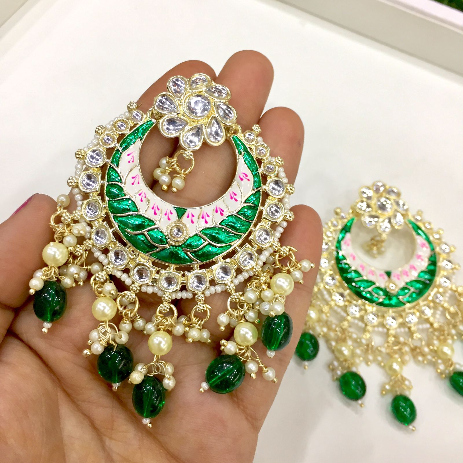 Sabyasachi Kundan Earrings/ Pachi Kundan Chandbali Earrings – AryaFashions