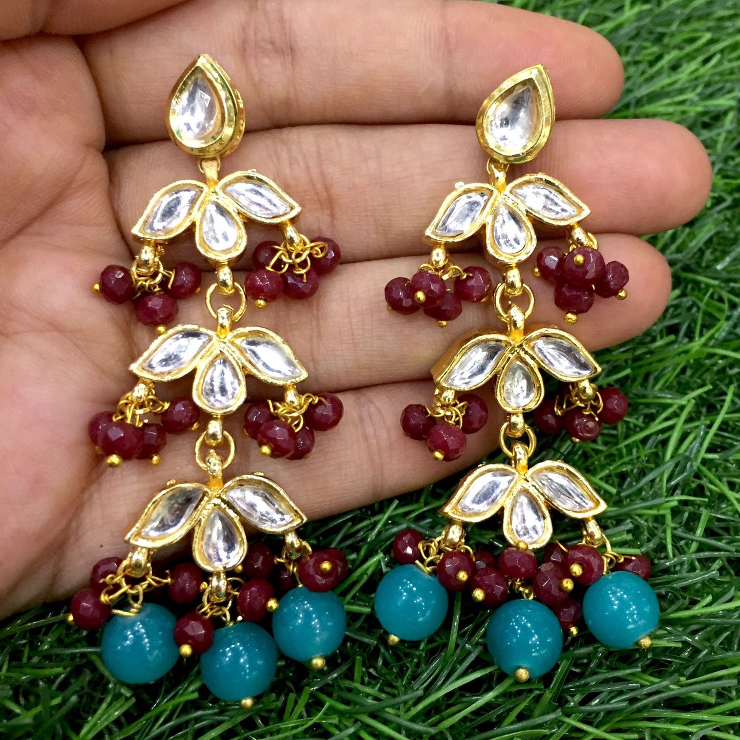 Kundan earrings 23445 - Vijay & Sons