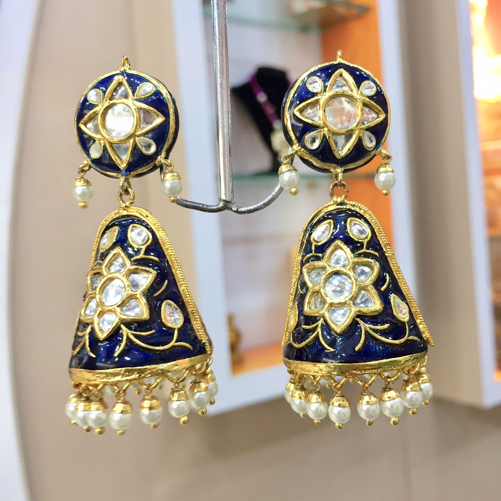 Kundan earrings ,78876 - Vijay & Sons