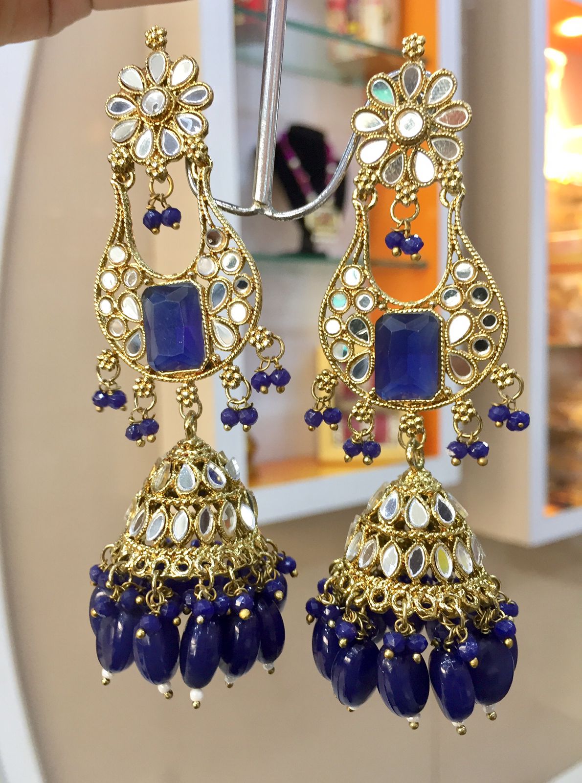 Kundan earrings 88764 - Vijay & Sons