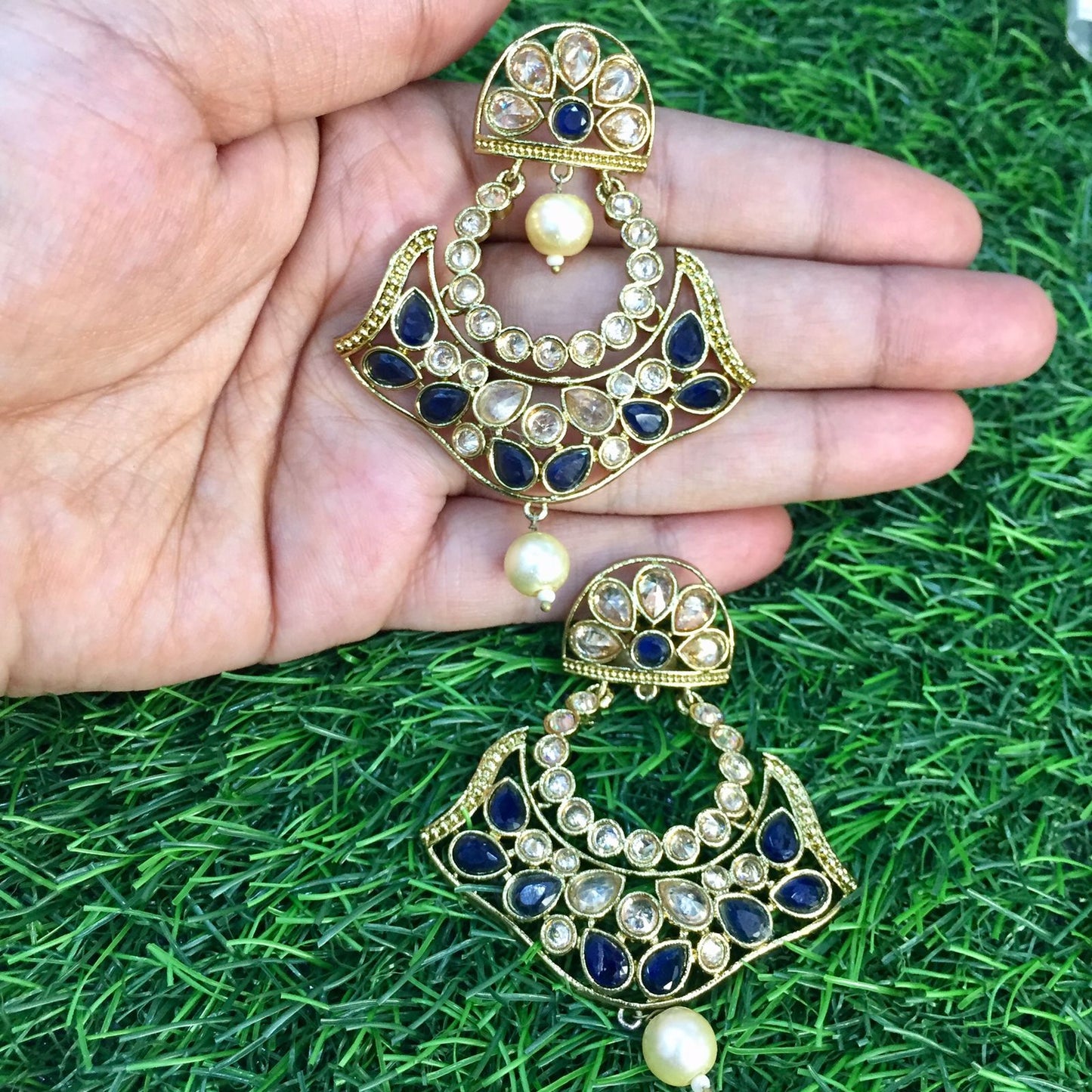 Moti Earrings Design In Gold