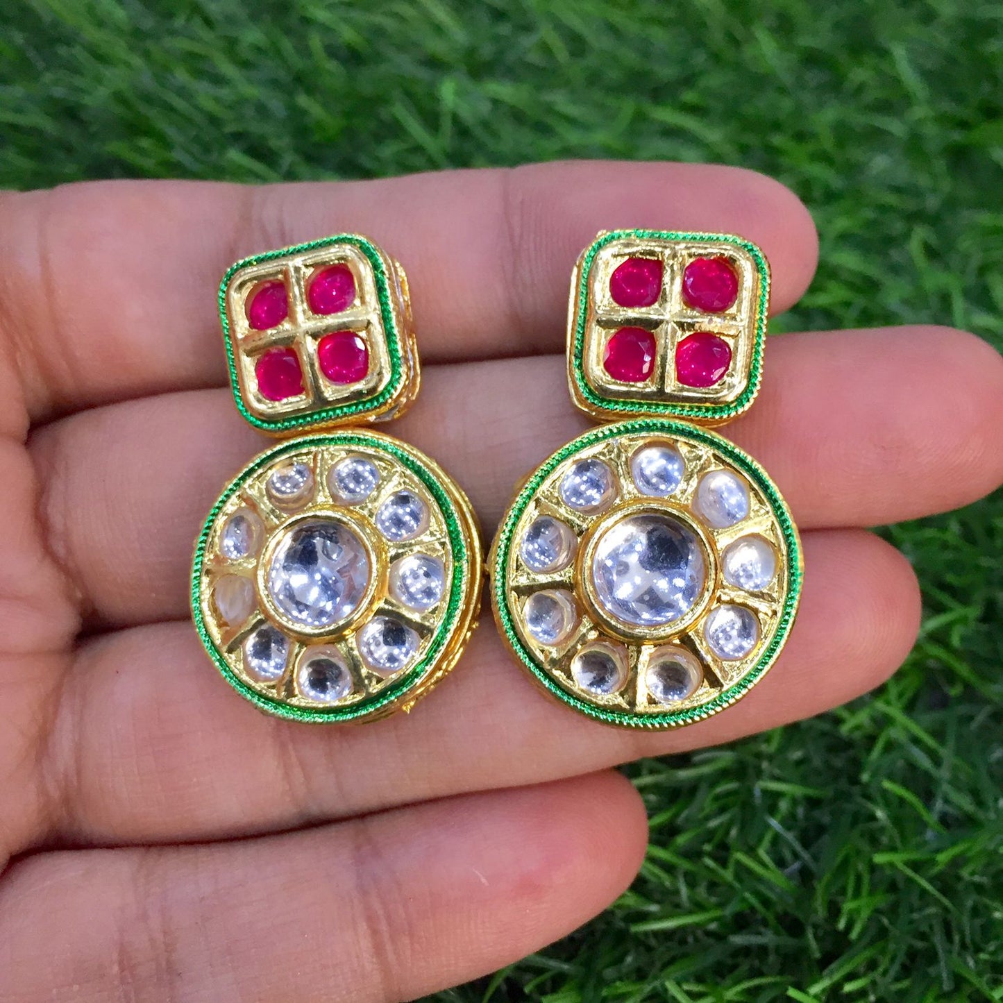 Kundan earrings 55577 - Vijay & Sons
