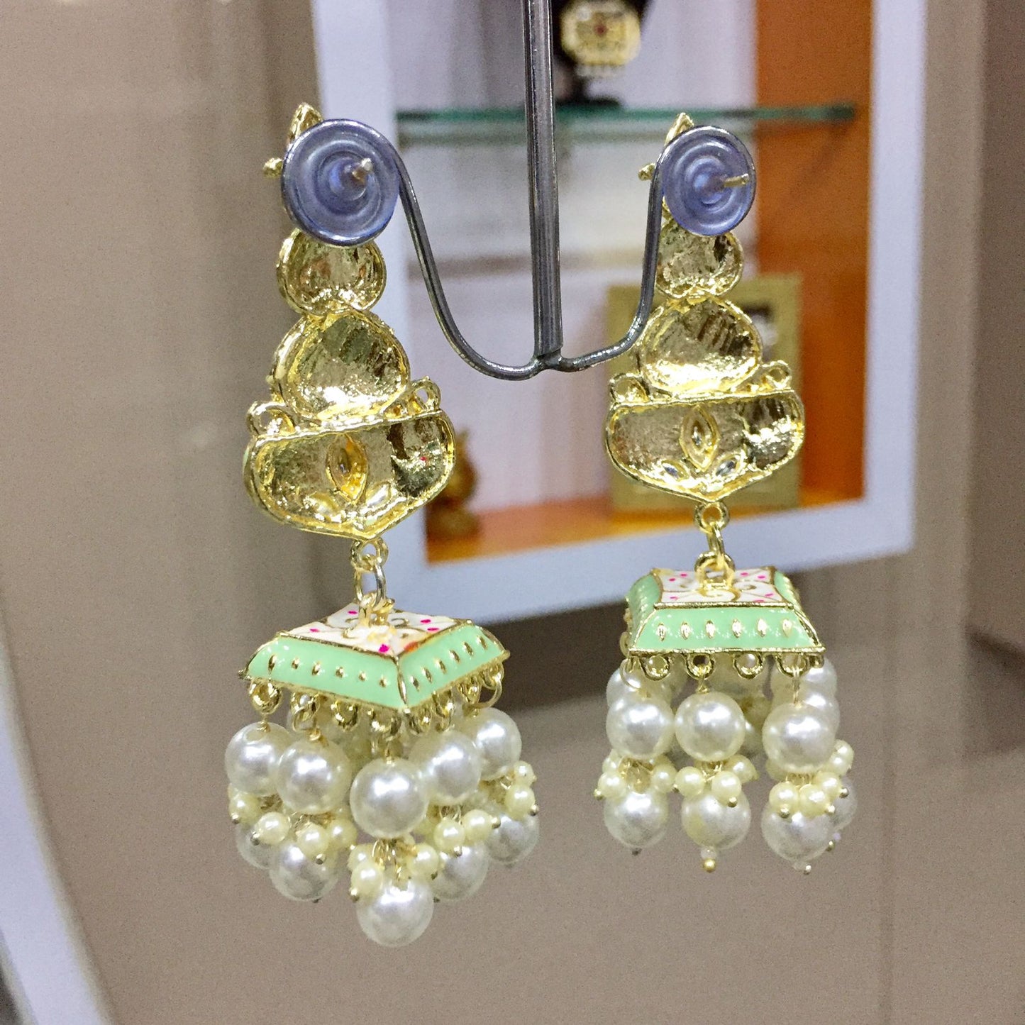 Kundan earrings 76543 - Vijay & Sons