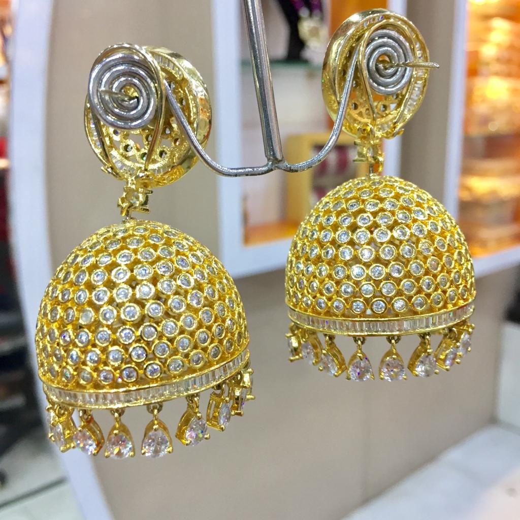Shop Gold Plated Earrings Online | Jadau Jhumka Danglers | Big Jhumka