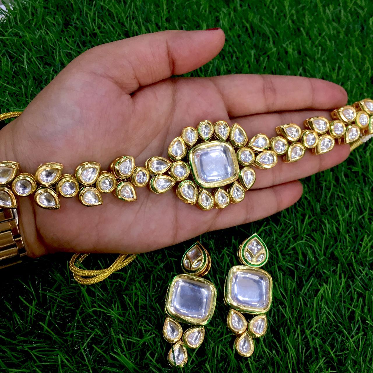 Kundan necklace set 09654566 - Vijay & Sons