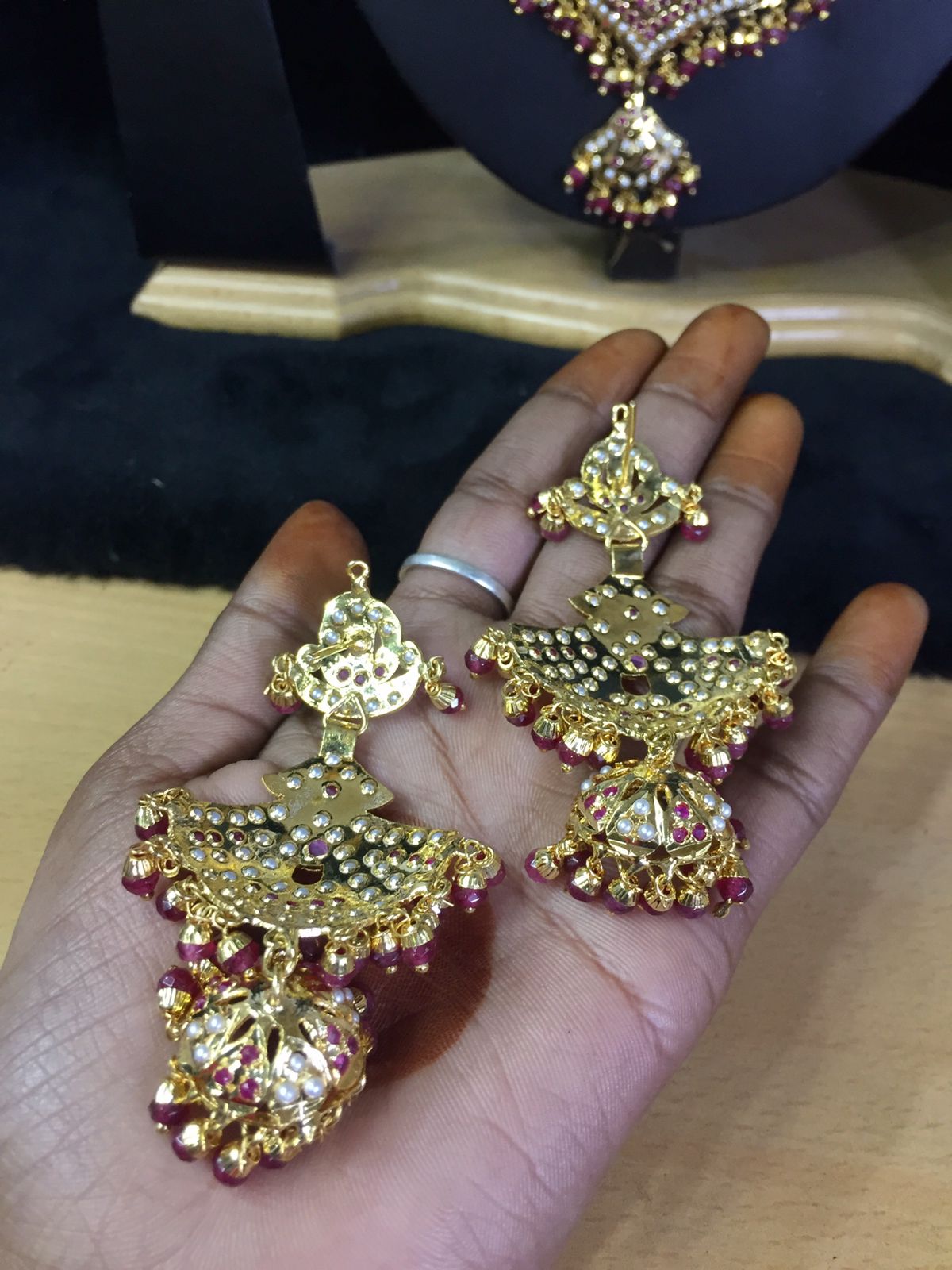 Gold Plated Semi-Precious Kundan Polki Dangler Earrings Design by Kiara at  Pernia's Pop Up Shop 2024