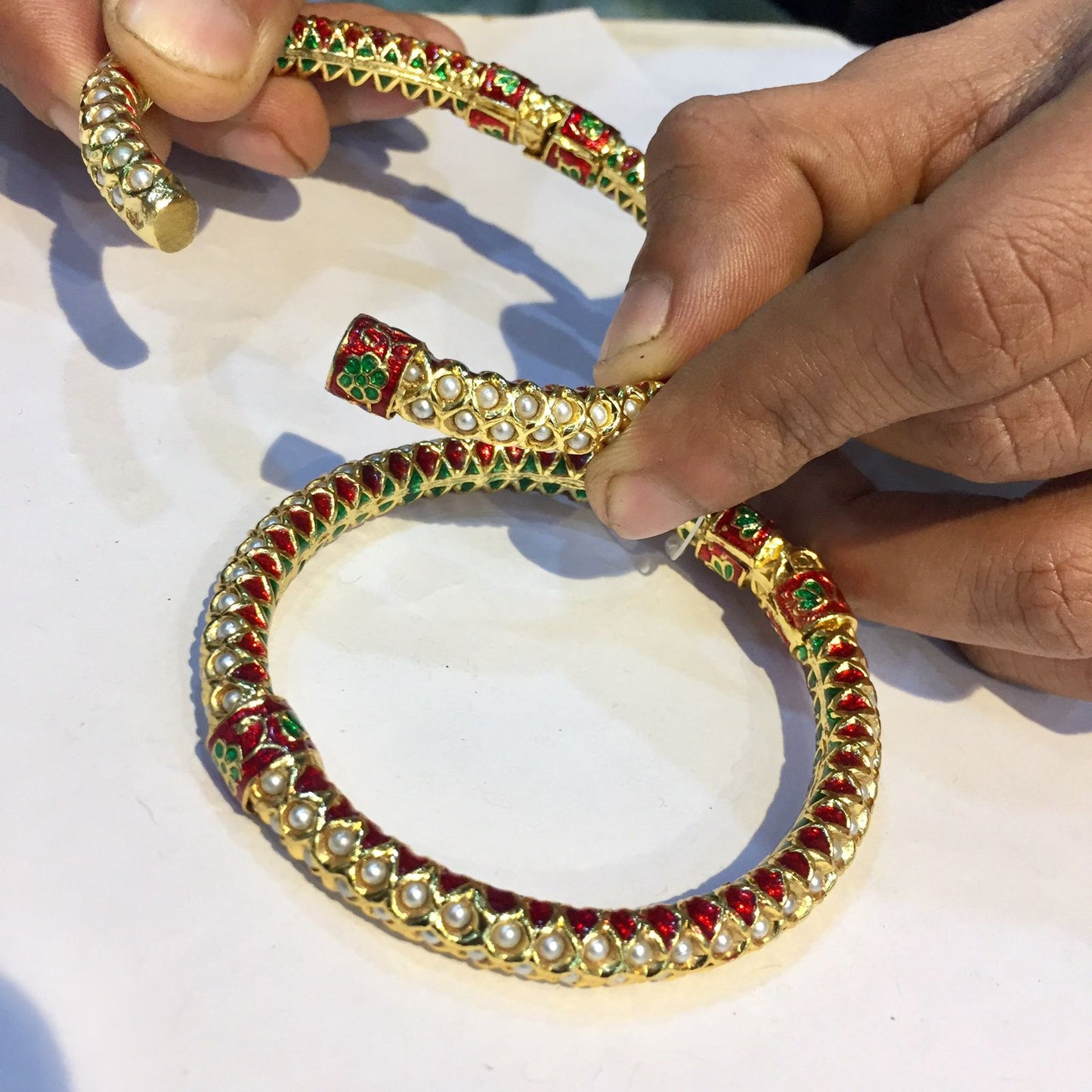 Openable Gold Plated Jadau Bangles 46556
