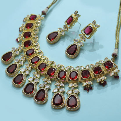 ruby necklace set freeshipping - Vijay & Sons