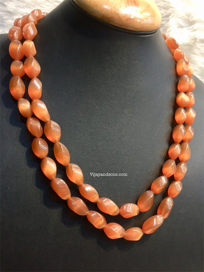 Orange Double Layer Quality Mala With Tops freeshipping - Vijay & Sons