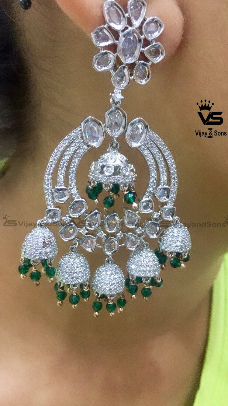 White green diamond  Earrings freeshipping - Vijay & Sons