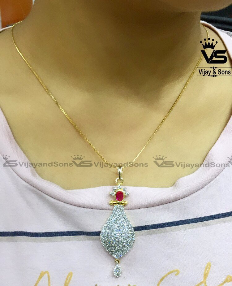 quality petal green stone pendant set freeshipping - Vijay & Sons